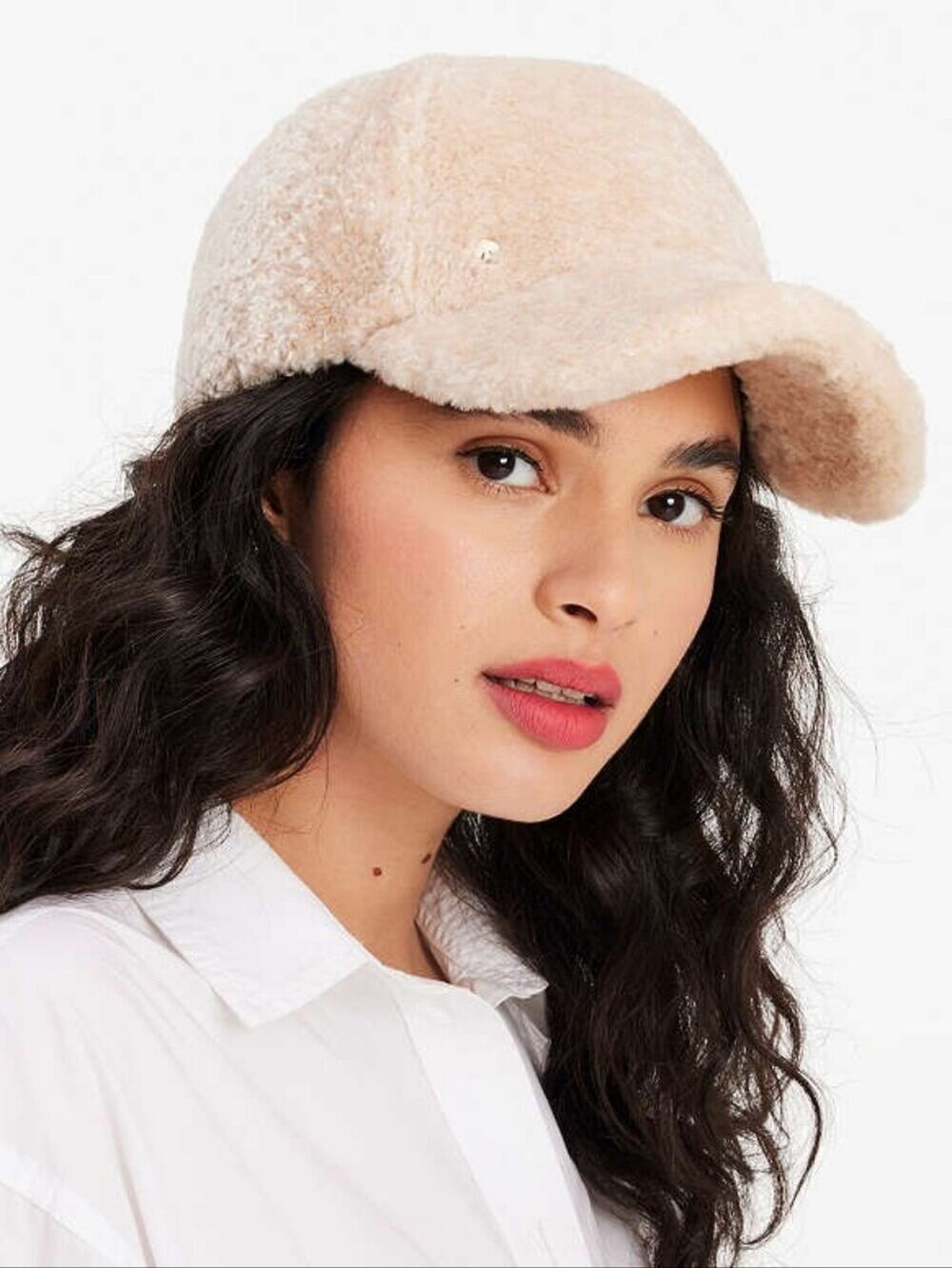 Kate Spade Metal Logo Sherpa Baseball Cap Hat OS
